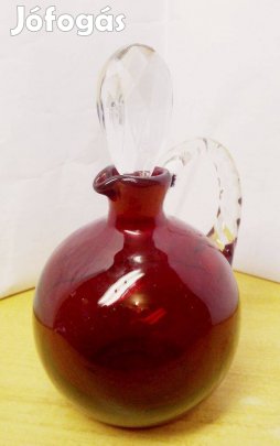 Bohemia borvörös elixíres kancsó metszett kristály dugóval, gyűjtemény