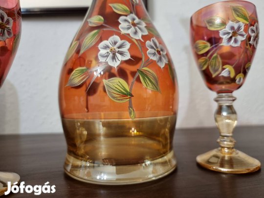 Bohemia kézzel festett boros keszlet 