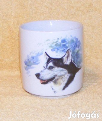 Bohemia porcelán bögre Husky kutya