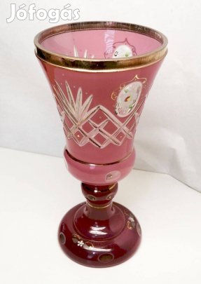 Bohemia ritkaság. Rétegelt falú Pink színű múlt századi kehely