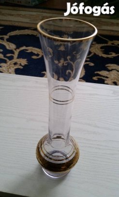 Bohémia üveg aranysávos váza