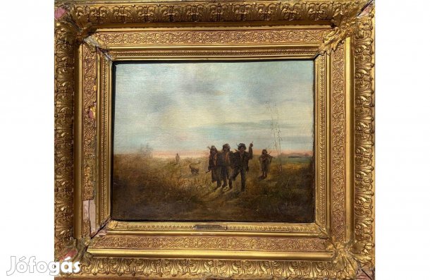 Bőhm Pál: Mulatozók, olajfestmény