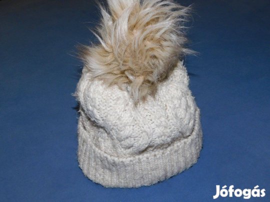 Bojtos, kötött, szürke, téli sapka, 5-8 évesre, körmérete 52-56 cm