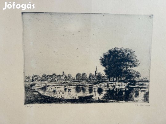 Boldizsár István: Folyó a falu alatt rézkarc