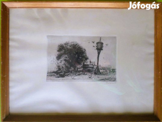 Boldizsár István: Tanya galambdúccal (rézkarc)