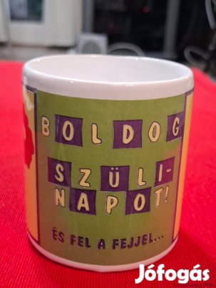 Boldog Szülinapot festett 0,3 Liter, kerámia bögre korsó, eladó