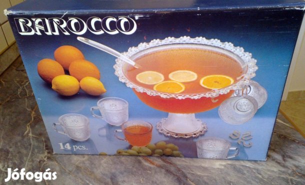 Bólés készlet üveg edény tál pohár kínáló