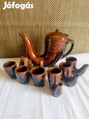 Bolgár népművészeti kerámia pálinkás készlet