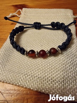 Bolygógyöngy / szalagos achát karkötő