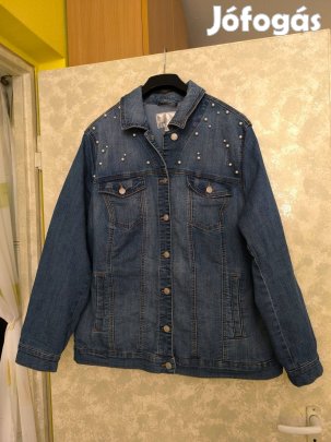 Bon Prix kék gyöngyökkel díszített farmer kabát, dzseki 50-es