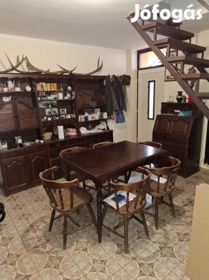 Bonanza tálaló szekrény + szétnyitható asztal 6 db székkel eladó