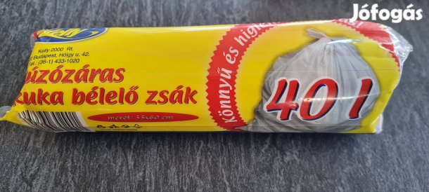 Bontatlan 15 db-os 40 literes szemetes bélelő húzózáras zsák csomag