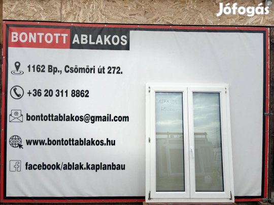 Bontott, használt, hőszigetelt, kétszárnyú ablak 120 x 150 közeli