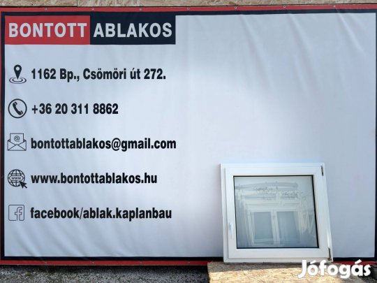 Bontott, használt, hőszigetelt, műanyag ablak 90 x 90 közeli