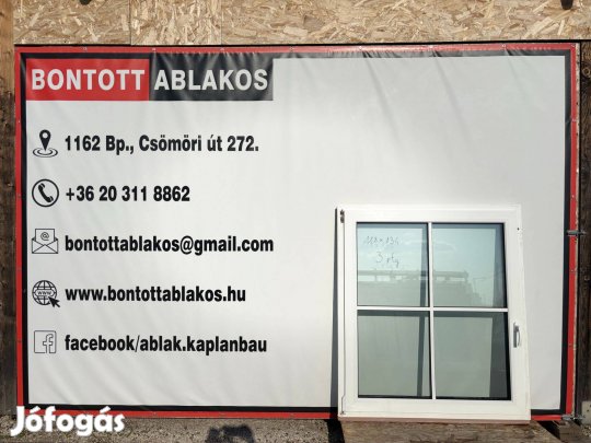 Bontott, használt, műanyag 3 rétegű, hőszigetelt ablak 120 x 135