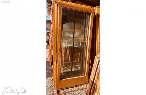 Bontott, használt fa erkély terasz ajtó 95x230 bukó-nyíló hőszigetelt