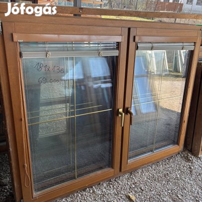 Bontott fa kétszárnyas ablak 181x136