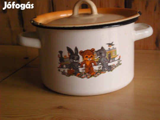 Bonyhádi lábas 2oldalt festett állatfigurás retró ritkaság Gyűjtemény