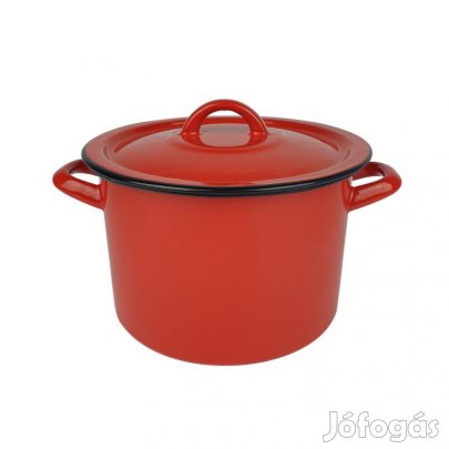 Bonyhádi zománcozott piros fazék 22cm