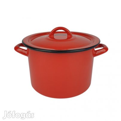 Bonyhádi zománcozott piros fazék 22cm