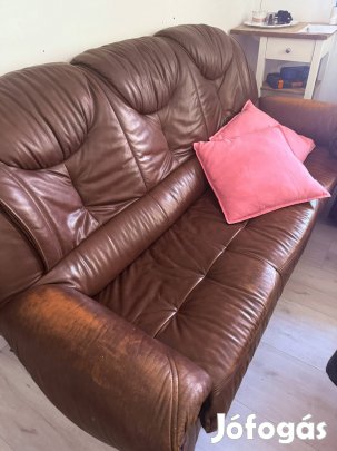 Bőr 3+1+1 lábgépes fotellal eladó