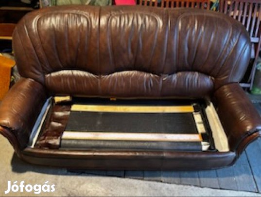 Bőr Kanapé Szett (3+1+1) Kihúzható Ággyal