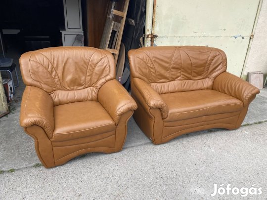 Bőr Ülőgarnitúra , kanapé , fotel