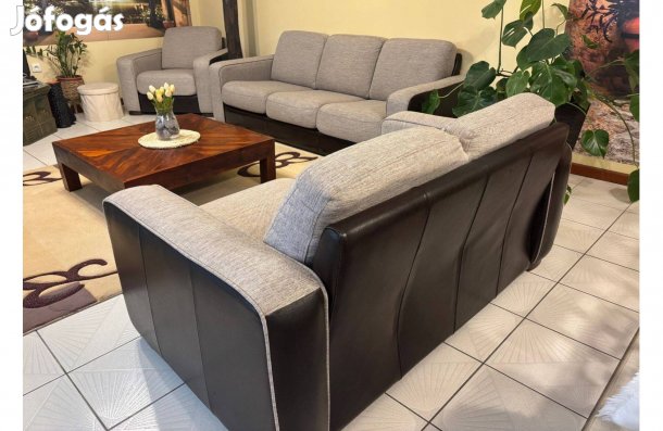 Bőr és Textil anyagú 3+2+1-es Ülőgarnitúra eladó
