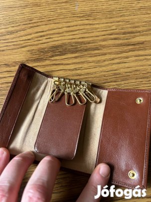 Bőr kulcstartó tárca 6 kulcshoroggal, barna