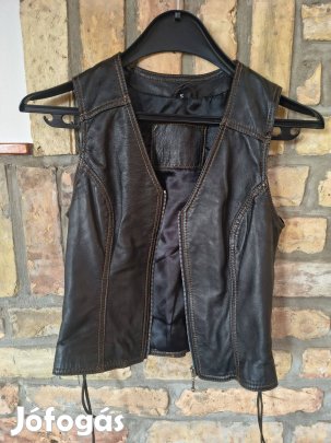 Bőr mellény női, fekete, S méret
