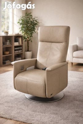 Bőr relax fotel, deréktámasz pumpával, állitható láb es dőlés funkció