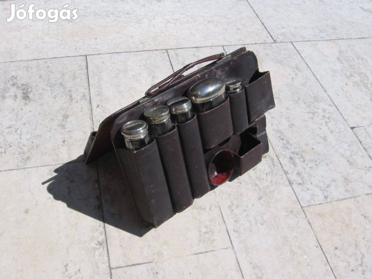 Bőr utazó neszeszer a XIX.szd végéről, hiányos