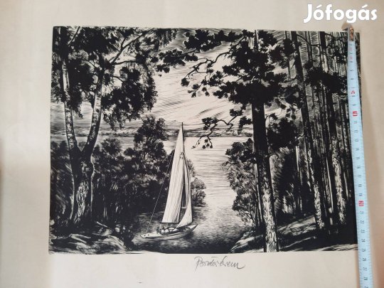 Bordás Ferenc Vízparton fametszet