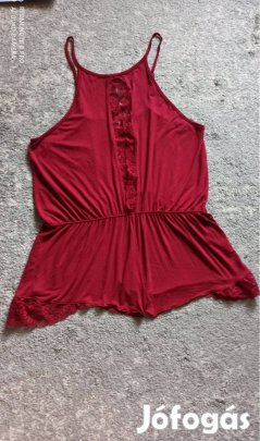 Bordó csipkés pántos baby doll, overál