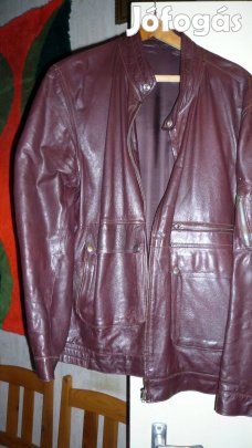 Bordó férfi bőrdzseki 52-es méret