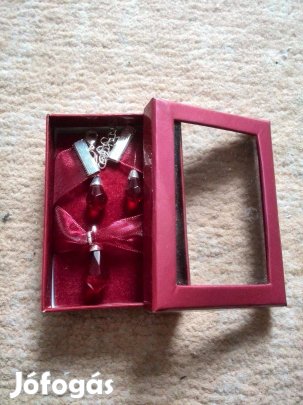 Bordó köves fülbevaló, bordó köves nyakpánt szett