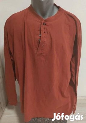 Bordós színű pamut hosszú ujjú gombos férfi hosszú ujjú póló Akció