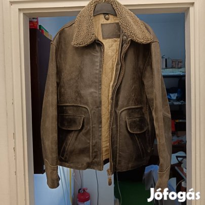 Bőrkabát, levehető prémgallérral