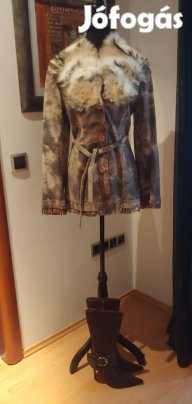 Bőrkabát, levehető szőrme gallérral