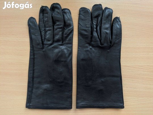 Bőrkesztyű fekete színben sima