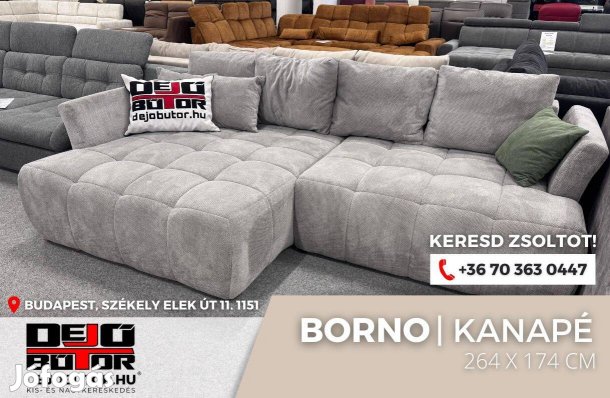 Borno egyenes kanapé ülőgarnitúra 264x174 cm bútor grey ágyazható