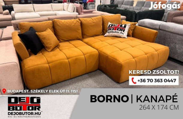 Borno kanapé ülőgarnitúra sarok 264x174 cm ágyazható selyem orange