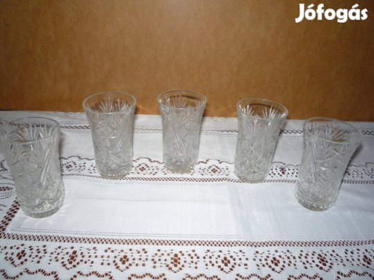 Boros csiszolt üvegpohár 5db