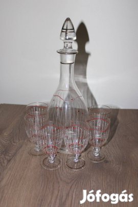 Boros pohár készlet kiöntővel