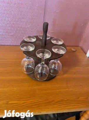 Borospohár minibár, talpas pohártartó (kerek)