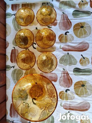 Borostyán sárga kompótos készlet