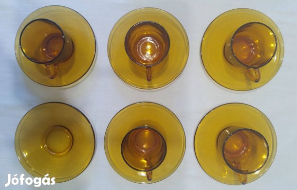 Borostyán színű, francia kávéskészlet 20260329