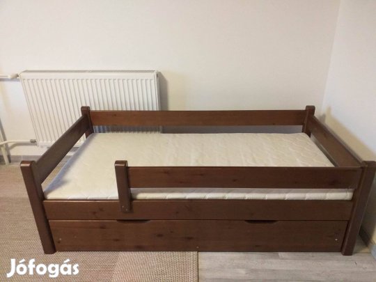 Borovi fenyő ifjúsági ágy 80-160 cm matraccal, ágyneműtartóval