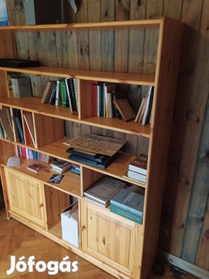 Borovi tömör fenyőfa polcrendszer - nappali szekrény tiszta és bolti á