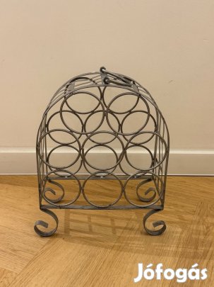 Bortartó, ezüst színű, fém anyagú, 8 palackos